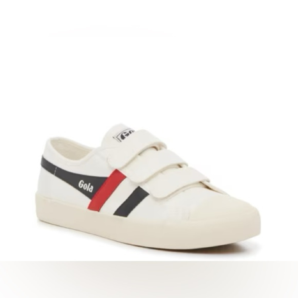 NEW Gola | Navy & Red Striped White Velcro Neutral Canvas Sneakers